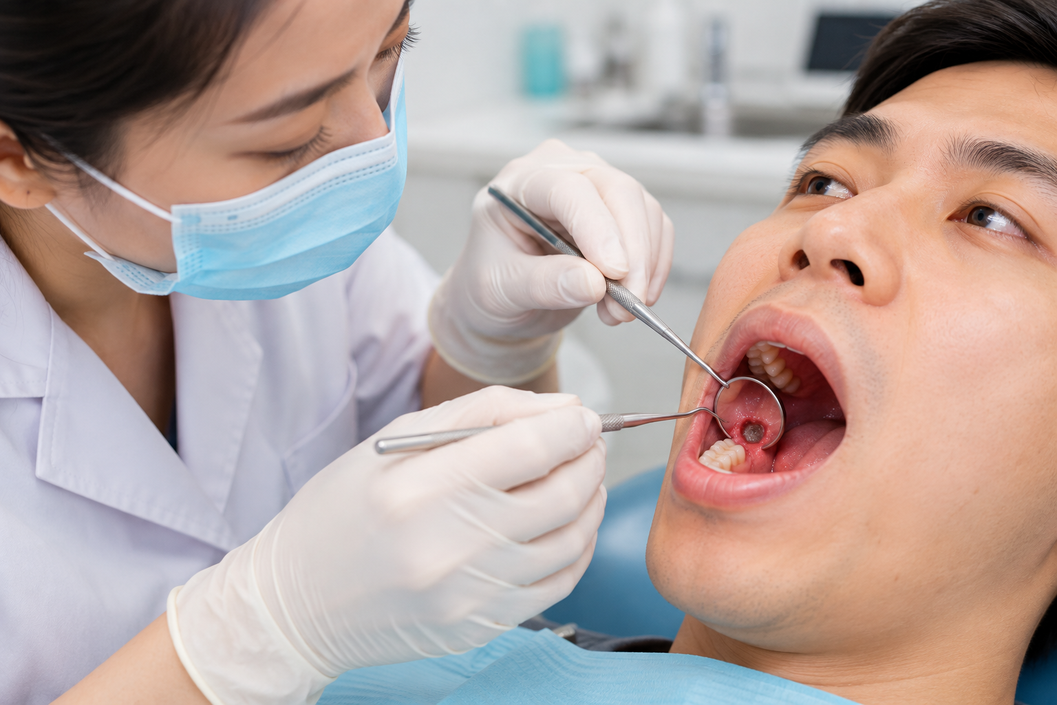 dentist treating dry socket
